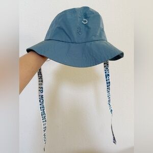 Free People Blue Bucket Hat with Straps